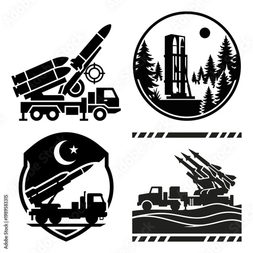 Missile launcher shield and battery defense symbols