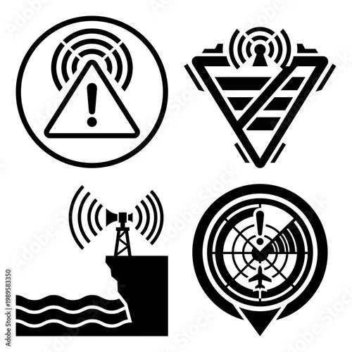 Warning alert and radar location symbols