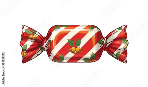Striped candy vector caramel sweet Christmas New Year confectionery