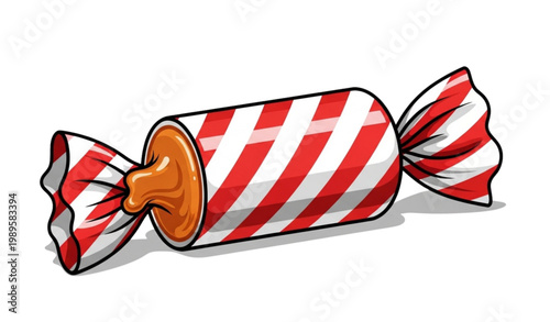 Striped candy vector caramel confectionery Christmas sweet illustration