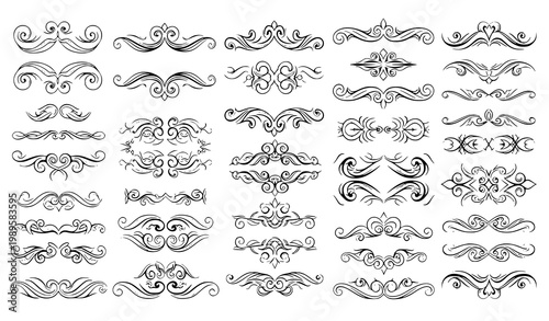 Vintage ornamental vector patterns frames borders filigree black white