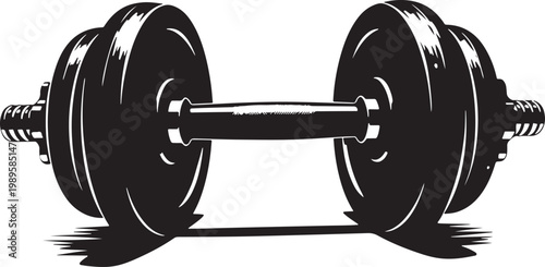 Black and White Dumbbell Illustration