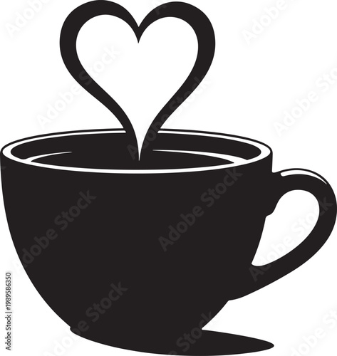 Heart-Shaped Steam Rising from Coffee Cup