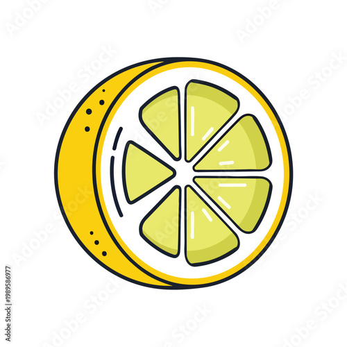 Fresh Sliced Lemon Half in Bright Colors for Refreshing Beverage or Culinary Use
