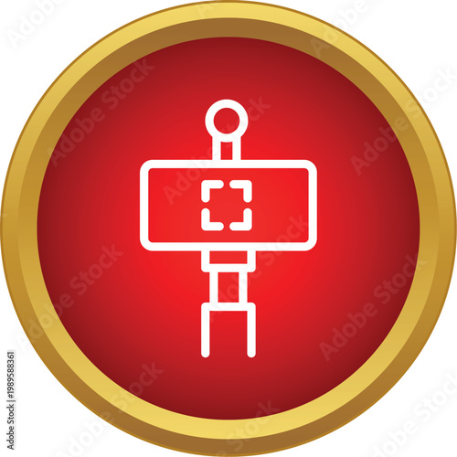 Pointer icon with a target symbol in a red circle, representing navigation and guidance