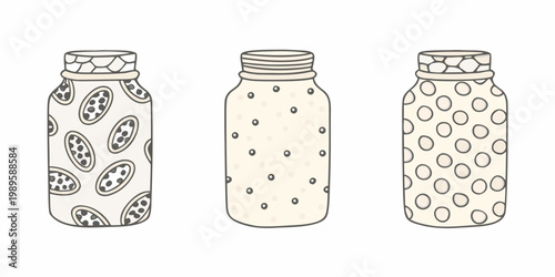 Three decorative glass jars with unique patterned designs are displayed