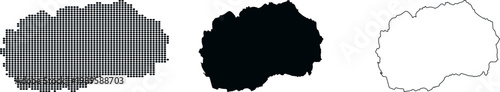 North Macedonia Country Map Outline Dotted Silhouette and Contour Line vector illustration