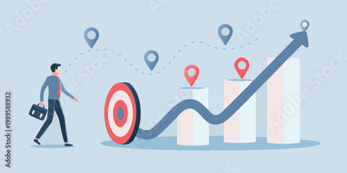 Business professional aiming for growth and achieving targets with strategic planning