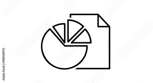 Pie chart, document, business infographic icon, vector graphics, data analysis, statistics symbol
