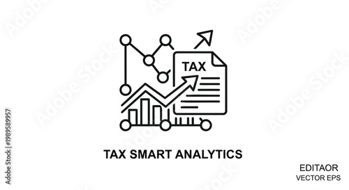 Tax smart analytics, business finance icons, vector tax document, financial data