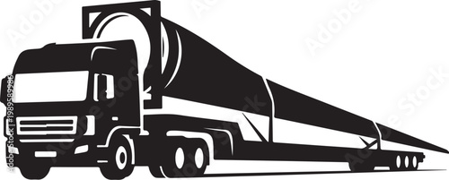 Black cement mixer truck, construction vehicle, industrial silhouette, transportation icon