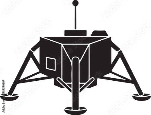 Lunar Lander, Spacecraft, Space Exploration, Black Vector Icon