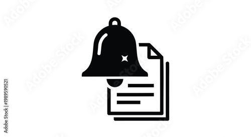 Notification bell icon, notification icon, bell icon, document icon, vector symbol