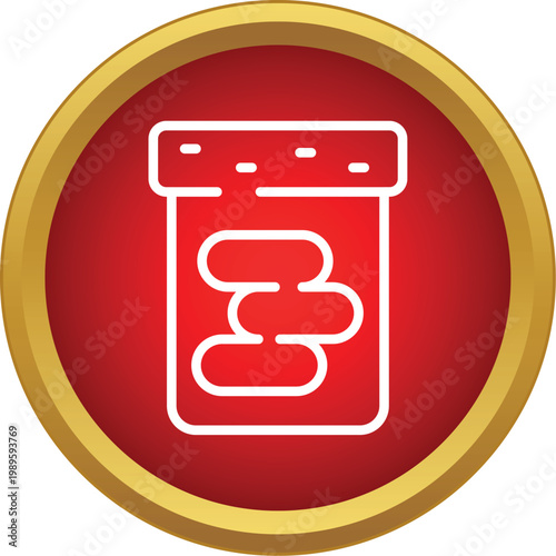 Pill bottle icon showing medication for healthcare and prescription concepts