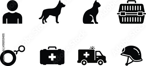 flat design vector icons of professions and services set isolated on white background