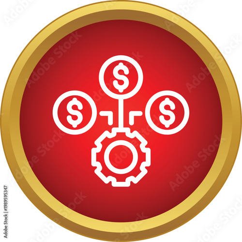 Gear distributing earnings to multiple dollar coins representing revenue streams