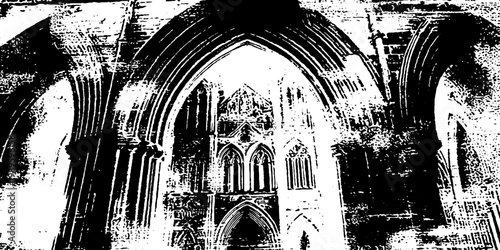 Gothic cathedral facade with arched openings on exterior