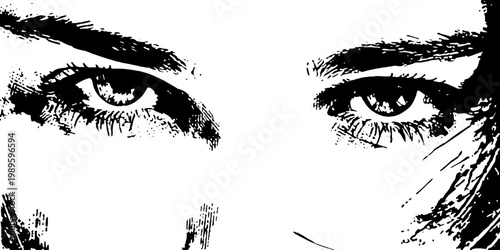 Female eyes staring in high contrast graphic closeup