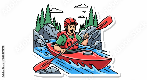 Kayaking lifestyle activity in nature with bright sunlight representing outdoor adventure and digital marketing concepts