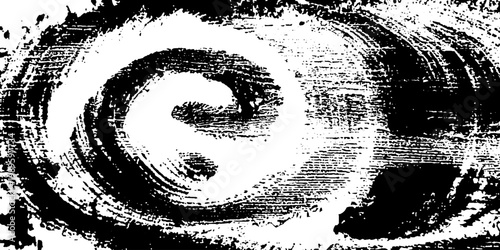 Spiral paint pattern appearing on distressed textured surface