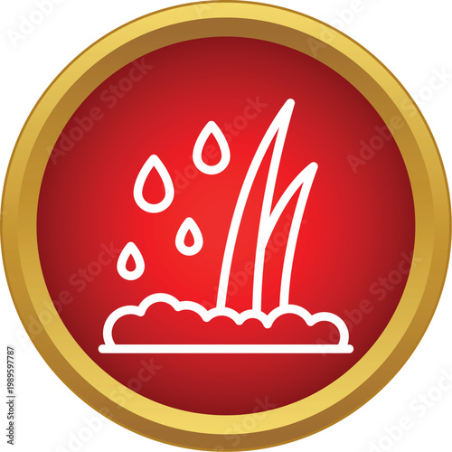 Grass sprouts receiving water drops, symbolizing growth and gardening