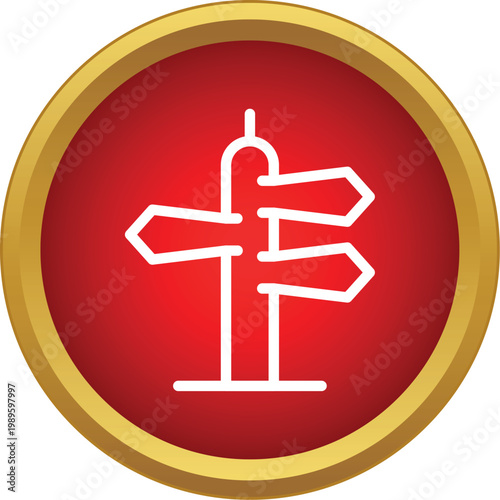 Signpost icon featuring arrows representing direction, choice, decision, and navigation possibilities