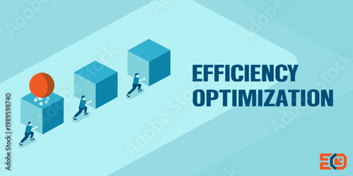 People pushing blocks towards the word efficiency optimization concept