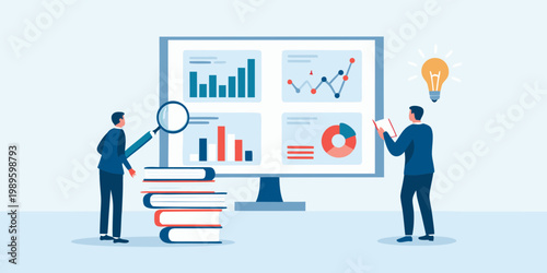 Business professionals analyzing data and brainstorming innovative solutions