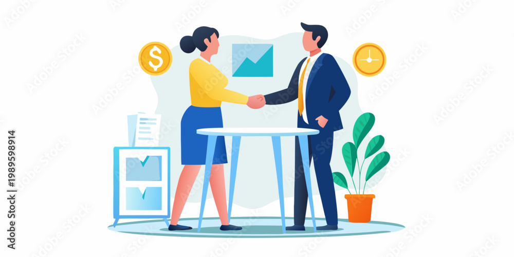 Ταπετσαρία Business professionals shaking hands finalizing a deal with financial charts