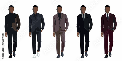 A collection of stylish men s suit illustrations showcasing varied formal wear