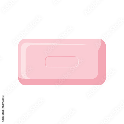 A simple pink bar of soap is illustrated against a clean white background.