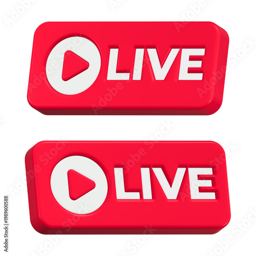 3d Live icons for broadcasting or streaming content