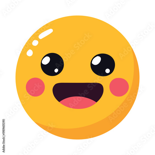 Cute Kawaii Happy Face Emoji Sticker