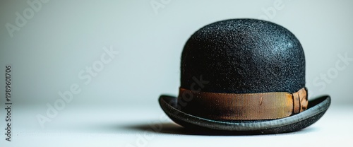 Black bowler hat on white background, studio shot