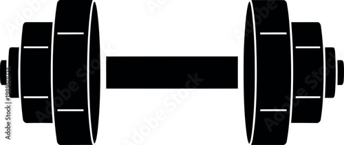 Black barbell dumbbell with weights on white background fitness exercise