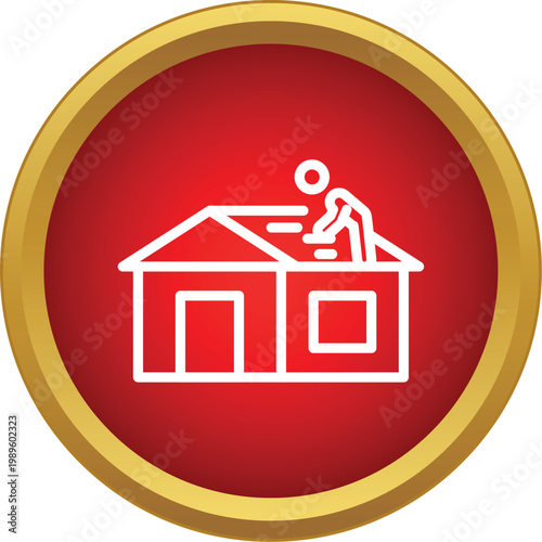 Worker repairing house roof as part of a home renovation project