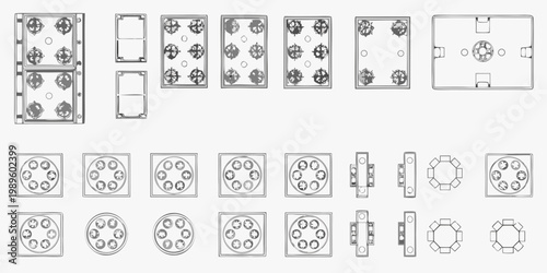 Diagram of various manhole covers and access points in top down view