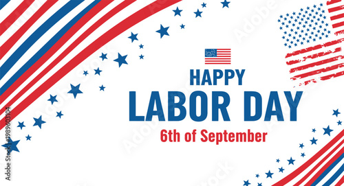 Happy Labor Day greeting with American flag elements and stars.