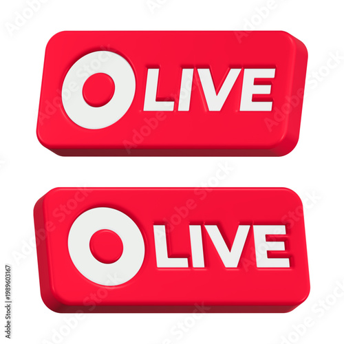 3d Live icons for broadcasting or streaming content