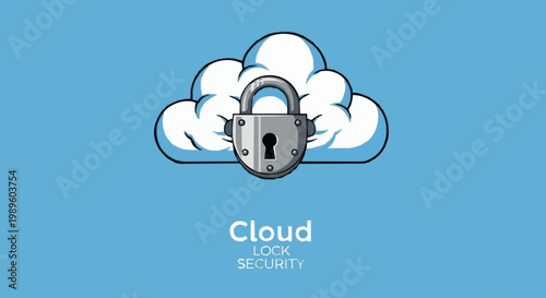 Cloud security lock icon representing data protection and secure storage in the digital realm