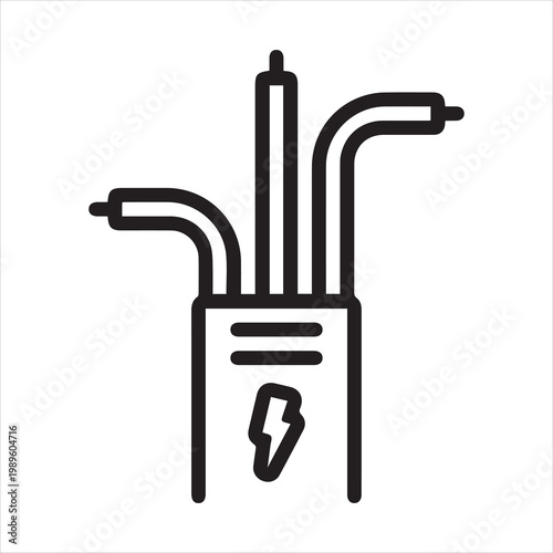 Black line icon for electrical wiring