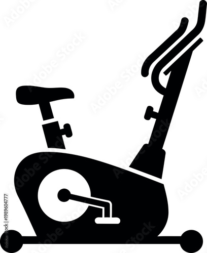 Black silhouette of a stationary exercise bicycle with seat and handlebars exercise bike stationary bike