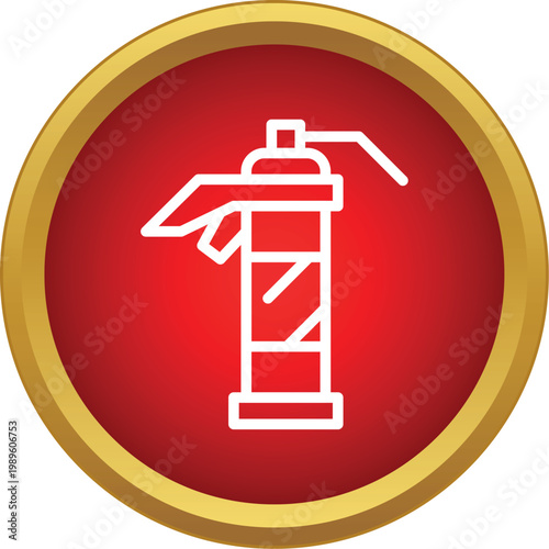 Foam gun outline icon in a red circle symbolizing insulation and filling gaps