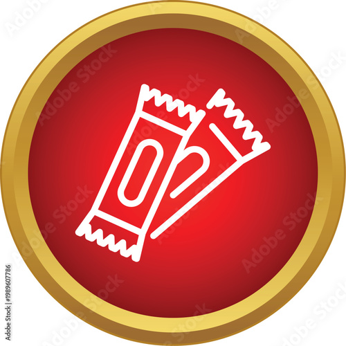 Two white energy bar icons in a red circle with a golden border