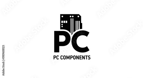 Computer PC Components Logo Design.