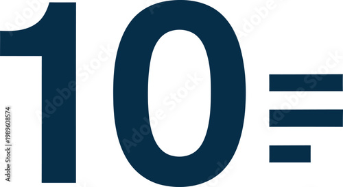 Large numeral ten symbol represents quantity or a score.
