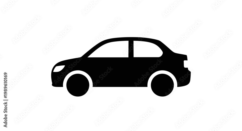 Fototapeta premium Compact Car Silhouette in Side View for Transportation Theme