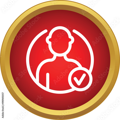 User profile icon receiving a checkmark for successful authentication