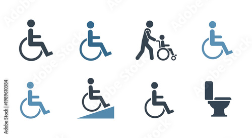 Wheelchair Symbols and Accessibility Icons in Various Styles
