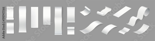 Empty bills or financial documents set. Vector realistic mockup collection of blank receipts, isolated invoices templates in print. Banking or business projects with accounting information